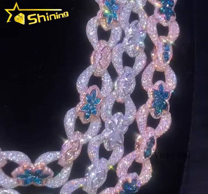 New Design Men Hip Hop Jewelry 925 Solid Silver Iced Out Infinity VVS Moissanite Diamond Cuban Link Chain