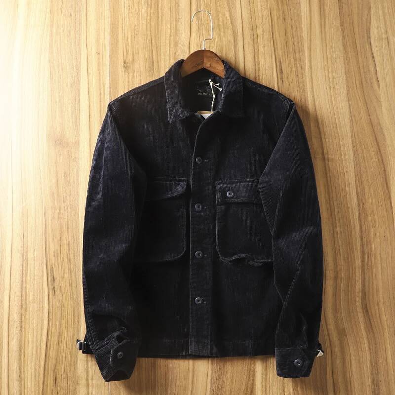 Fashionable Mens Corduroy Cargo Jackets 2025 Spring Fall Casual Solid Color Button Turn-down Collar Coats For Men Vintage Jacket