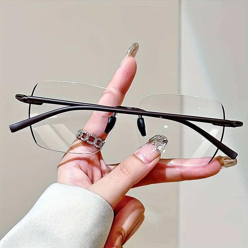 Elegant Frameless Oversized Square for Unisex Anti-Fatigue, High-Quality PC Material,Comfortable Reading Glasses ddmythur