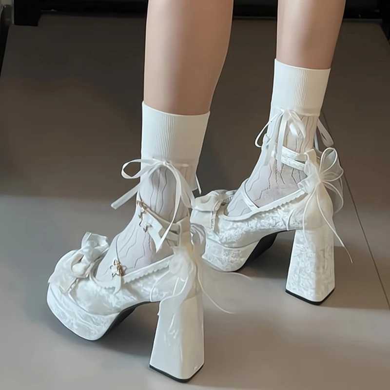 Platform High Heel Womens Mary Jane Shoes Fashion Butterflyknot Shoes Spring Autumn Wedding Party Shoes W250910