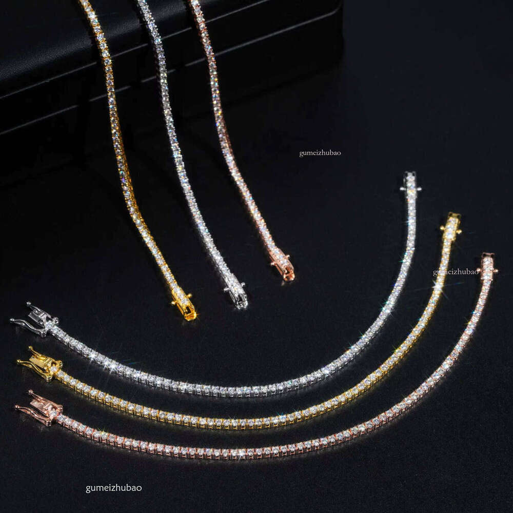 Top designer necklace2MM Tennis Chain Necklace Hip Hop Iced Lab Grown Silicon Stone Jewelry High Quality Fashion