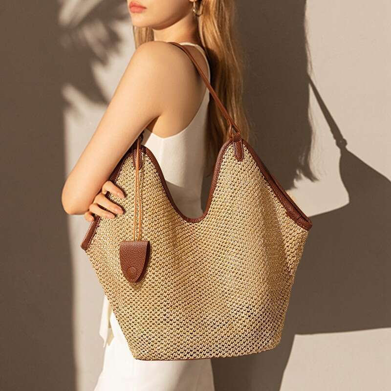 Luxury bag Woven New Women s Summer Single Shoulder Handbag Large Capacity Beach Vacation Tote Bag