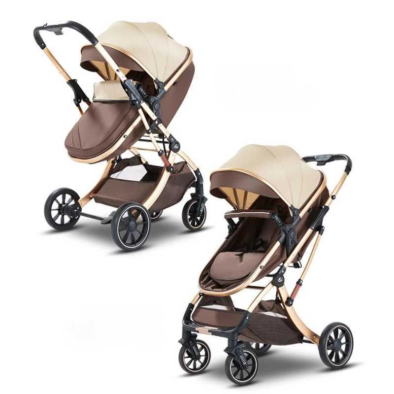2in1 Baby StrollerFoldableTwowayHigh ViewAdjustable SeatBaby Stroller with Mosquito Net and Water Cup Holder W250910