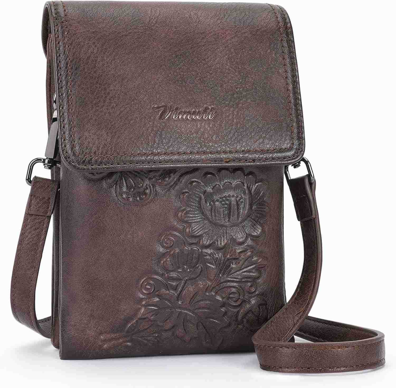 Small Crossbody Bags for Women Trendy Vegan Leather Cell Phone Bag Embossed Flower Design Wallet Purses with Strap Z250910