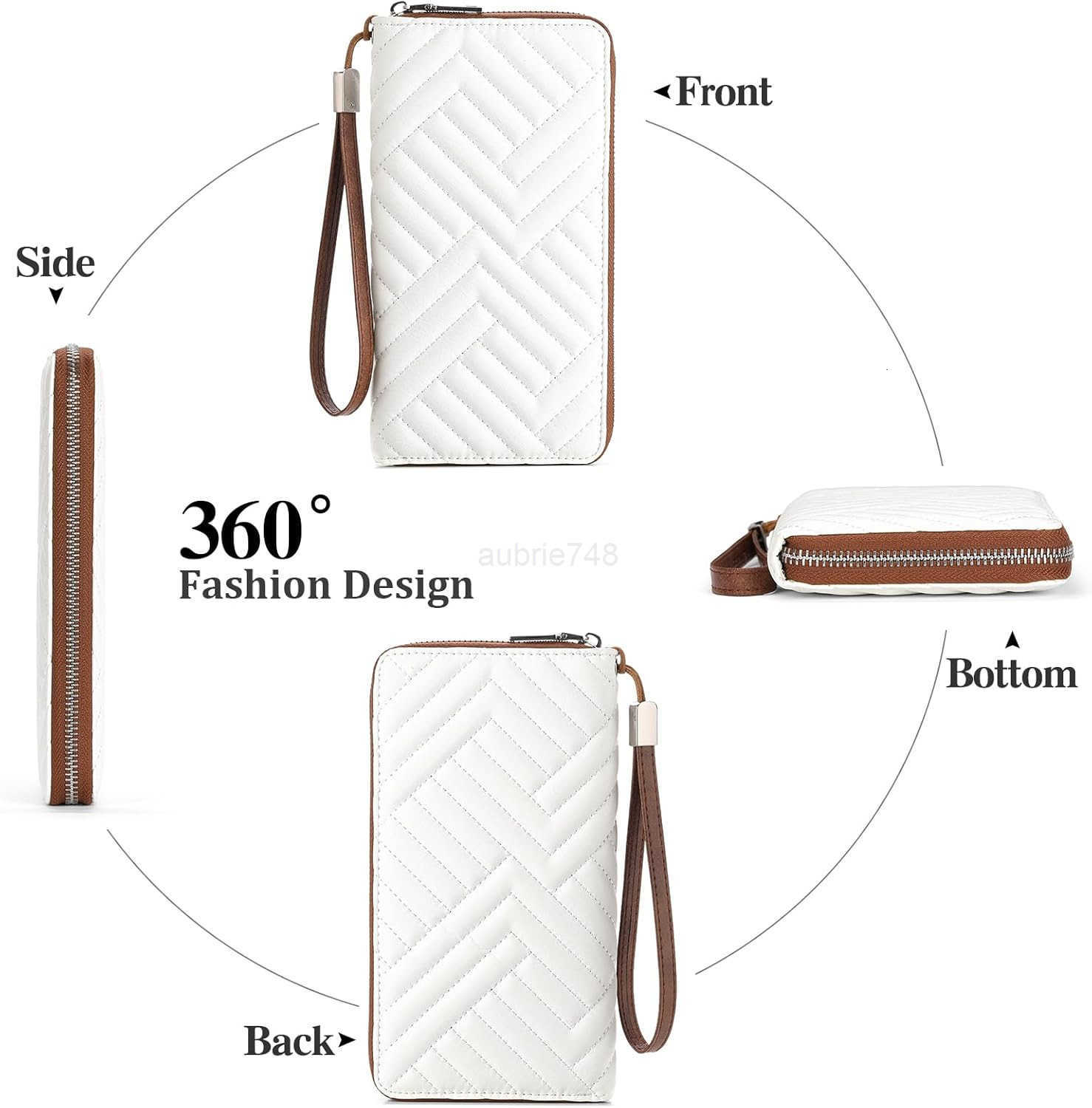 Womens Wallet RFID Blocking Leather Large Capacity Long Purse Card Clutch WristletZ250910