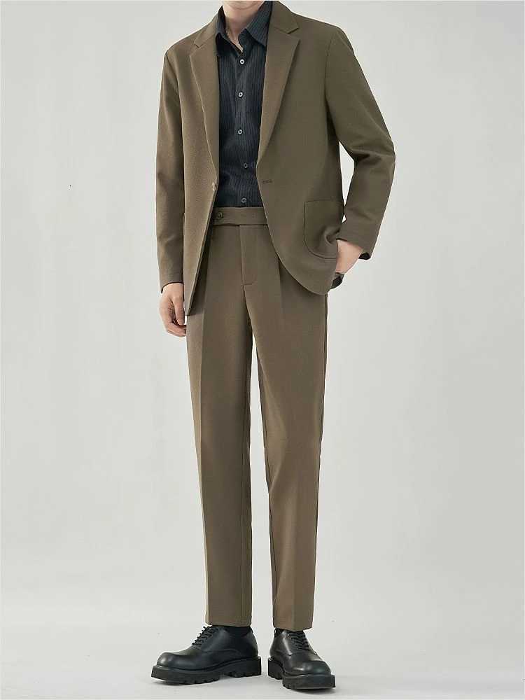 2 Piece Outfit Set Man Business Solid Color Big Size Full Suit for Men Dress Blazer Formal Casual Luxury Spring Autumn Clothing W250910