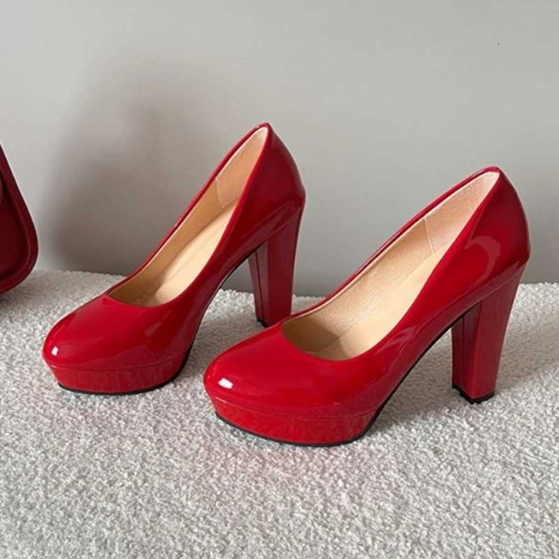 New High Heels Shoes Women White Wedding Shoes Thick High Heels Fashion Party Pumps Footwear Black Red Big Size 3442 W250910