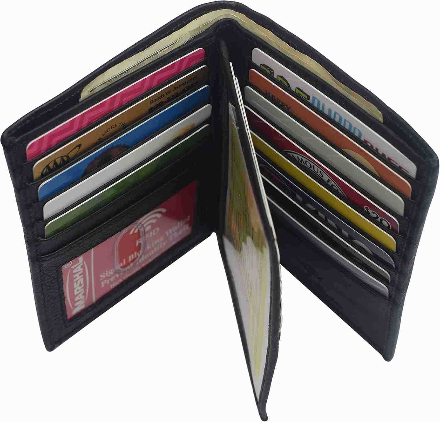 RFID Blocking Bifold Hipster Multi CARD ID Holder Wallet Leather BlackZ250910