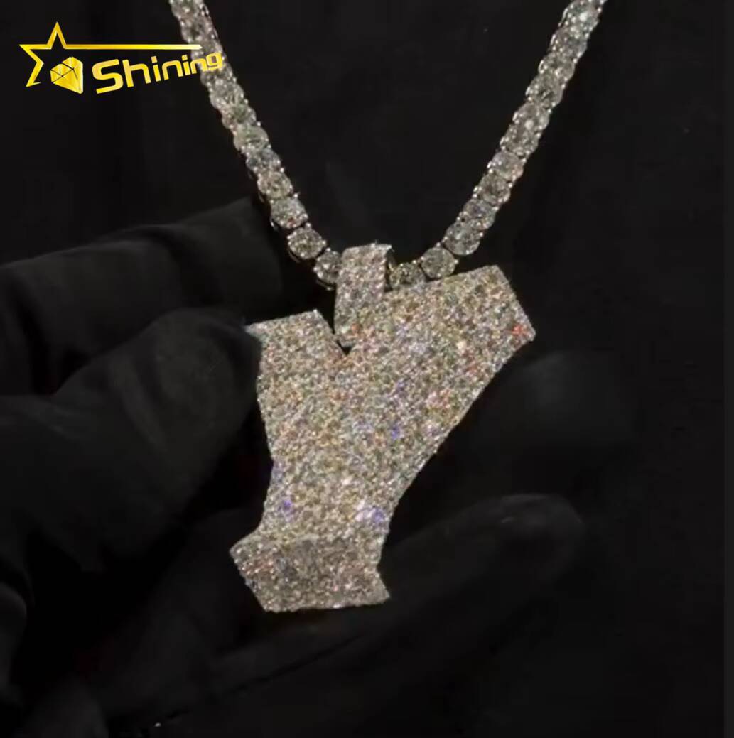 Custom New Charms Hip Hop Moissanite Pendant Gold Plated S925 VVS Pass Diamonds Test Moissanite Iced Out Letter Pendant