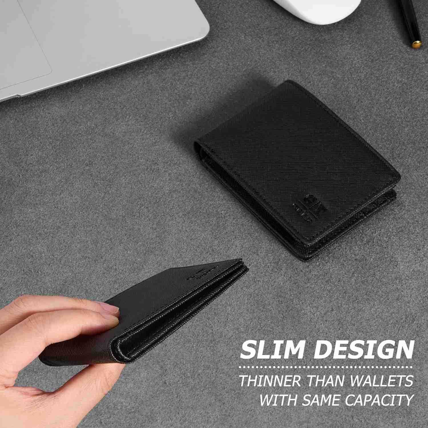 Slim Wallet for Men Minimalist Leather ID Window Front Pocket Bifold WalletZ250910