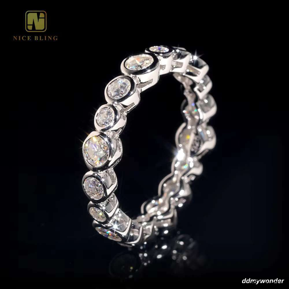 Fine Jewelry S Sier Bezel Radiant Cut VVS Moissanite Ring Women Finger Rings Wedding Engagement