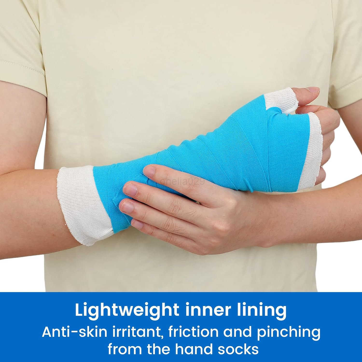 Hand Socks for Splint Pack of 10 Elastic Cotton Stockinette Tubing for Arm Wrist Brace with Thumb Spica Liner Gauze Sleeve Under Cast Wrap Arm Cover f