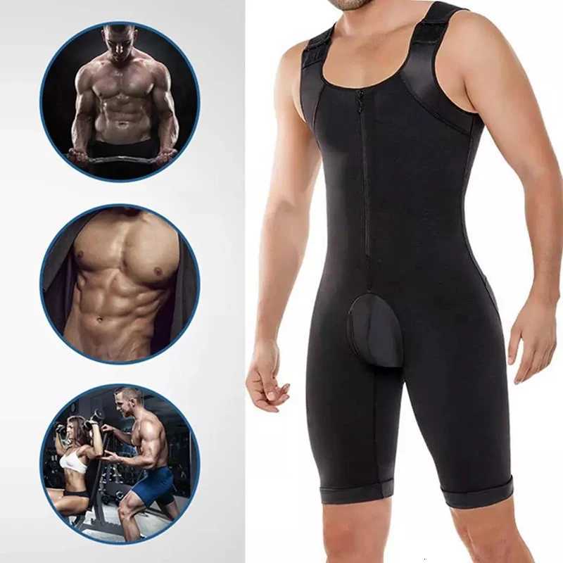 Men Tight Slimming Bodysuit Zipper Compression Shapewear Waist Hip Enhancer Men Boobs Shaping Underwear Open Crotch Faja W250910