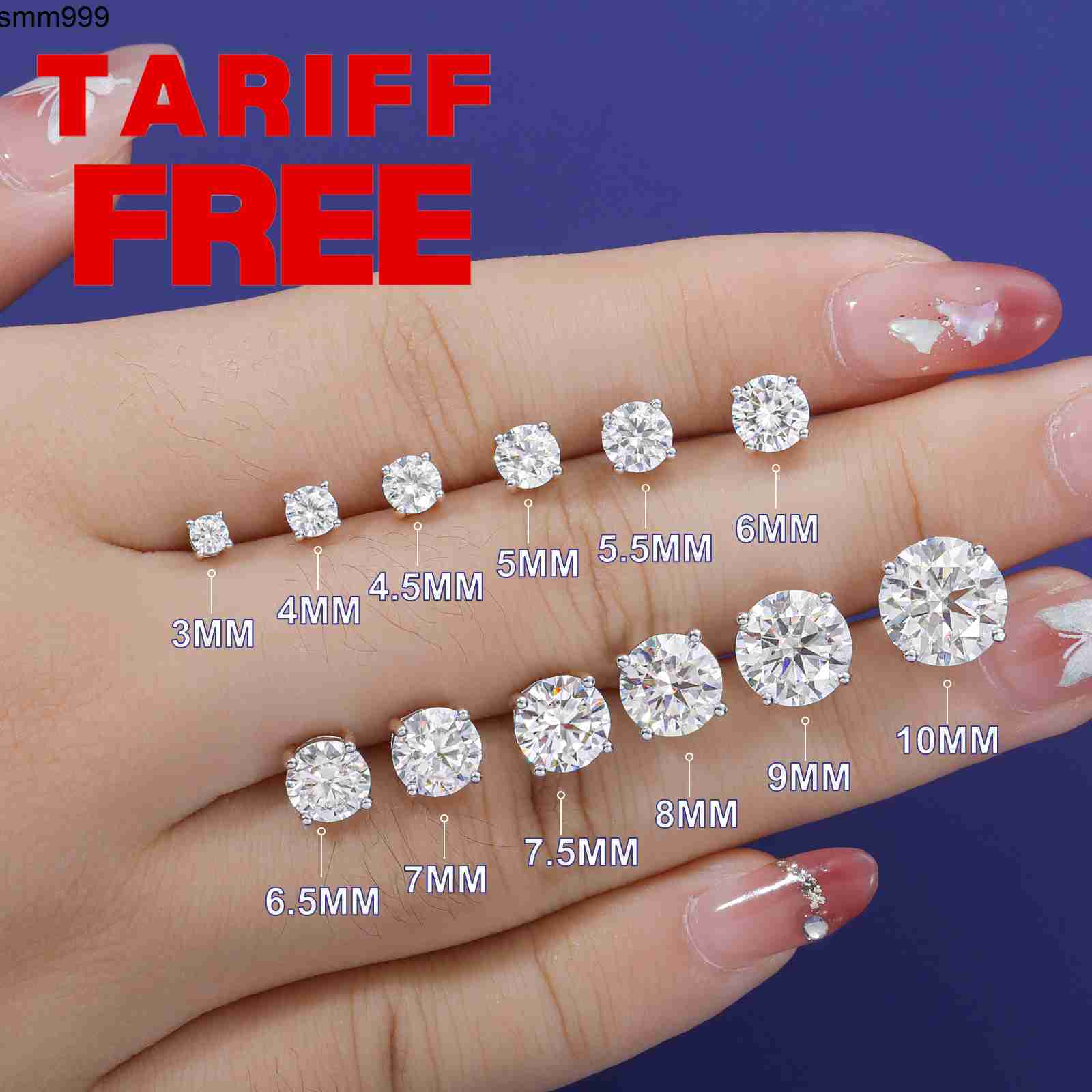 3mm10mm Classic Mossanite Screw Back Earrings Luxury Jewelry 925 Sterling Silver VVS Moissanite Diamond Ear Stud for Men Women