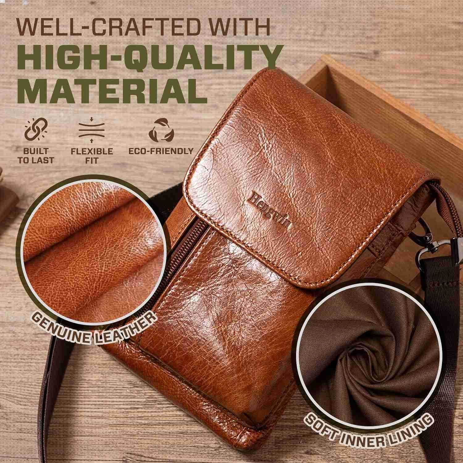 Genuine Leather Small Crossbody Bag for Men Women Cellphone Belt Pouch Bag Travel Passport Wallet Shoulder Holster Z250910