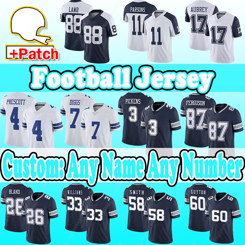 2025 New Add Patch Football Jerseys 11 Micah Parsons 3 George Pickens 88 CeeDee Lamb 33 Javonte Williams 58 Mazi Smith 60 Tyler Guyton 42 Deuce Vaughn 10 Joe Milton III