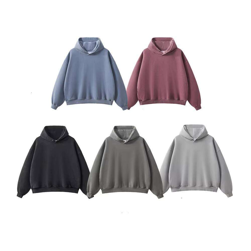 Vintage Washed Pullover Streetwear Cotton Fleece Unisex Heavyweight Oversized Hoodie