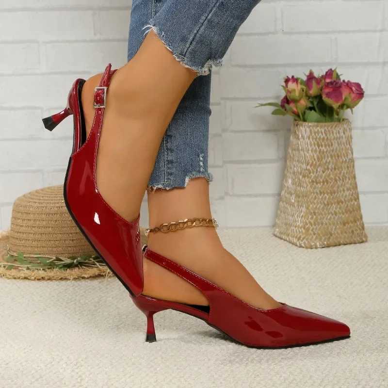 Shoes for Women 2025 Slingbacks Womens High Heels Fashion Office Career Pumps Women Pointed Toe Buckle Strap Plus Size Sandal W250910