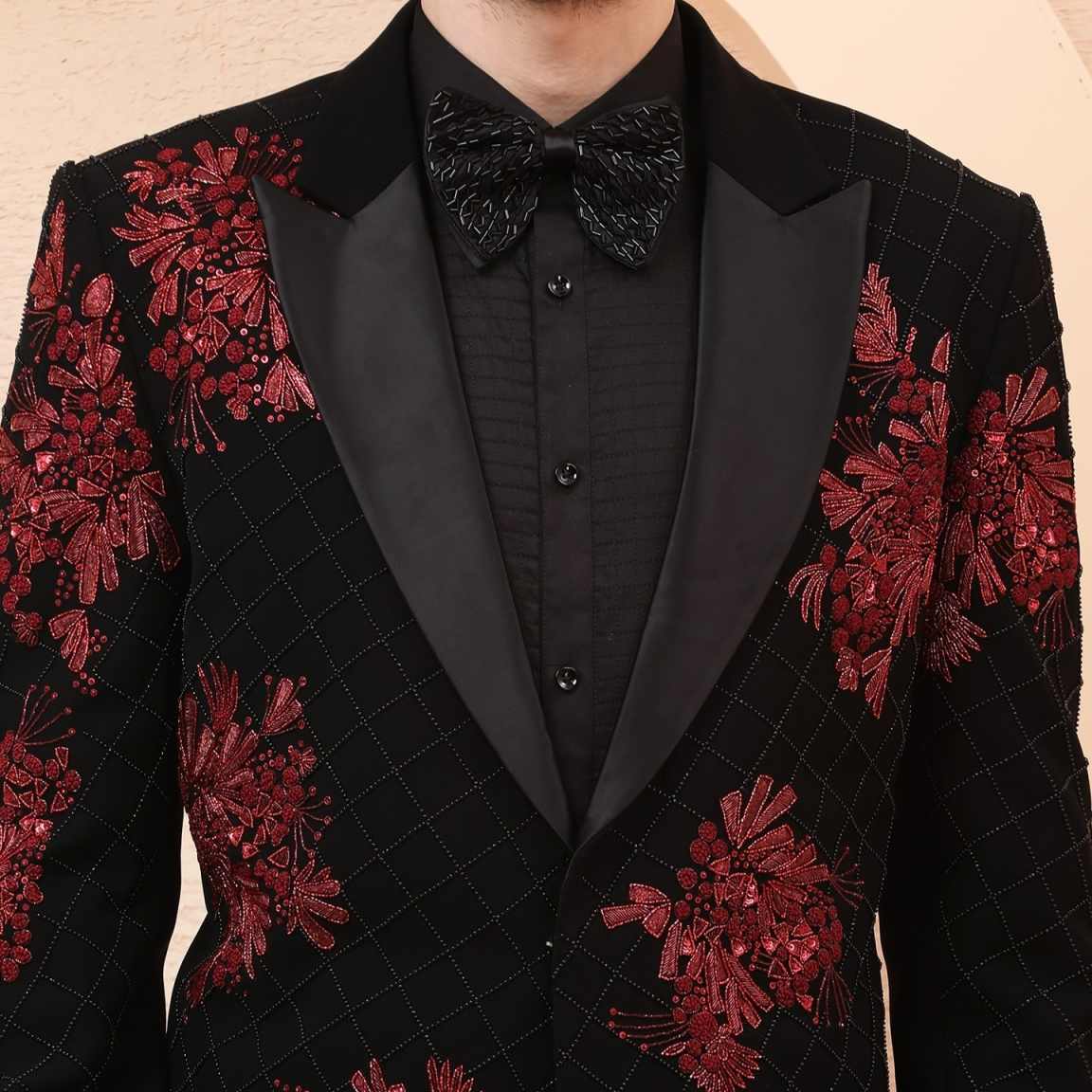 Luxury Men Suits Single Breasted Groom Prom Blazer Wedding Tuxedos 2 Pieces Appliques Party Male Business Customized