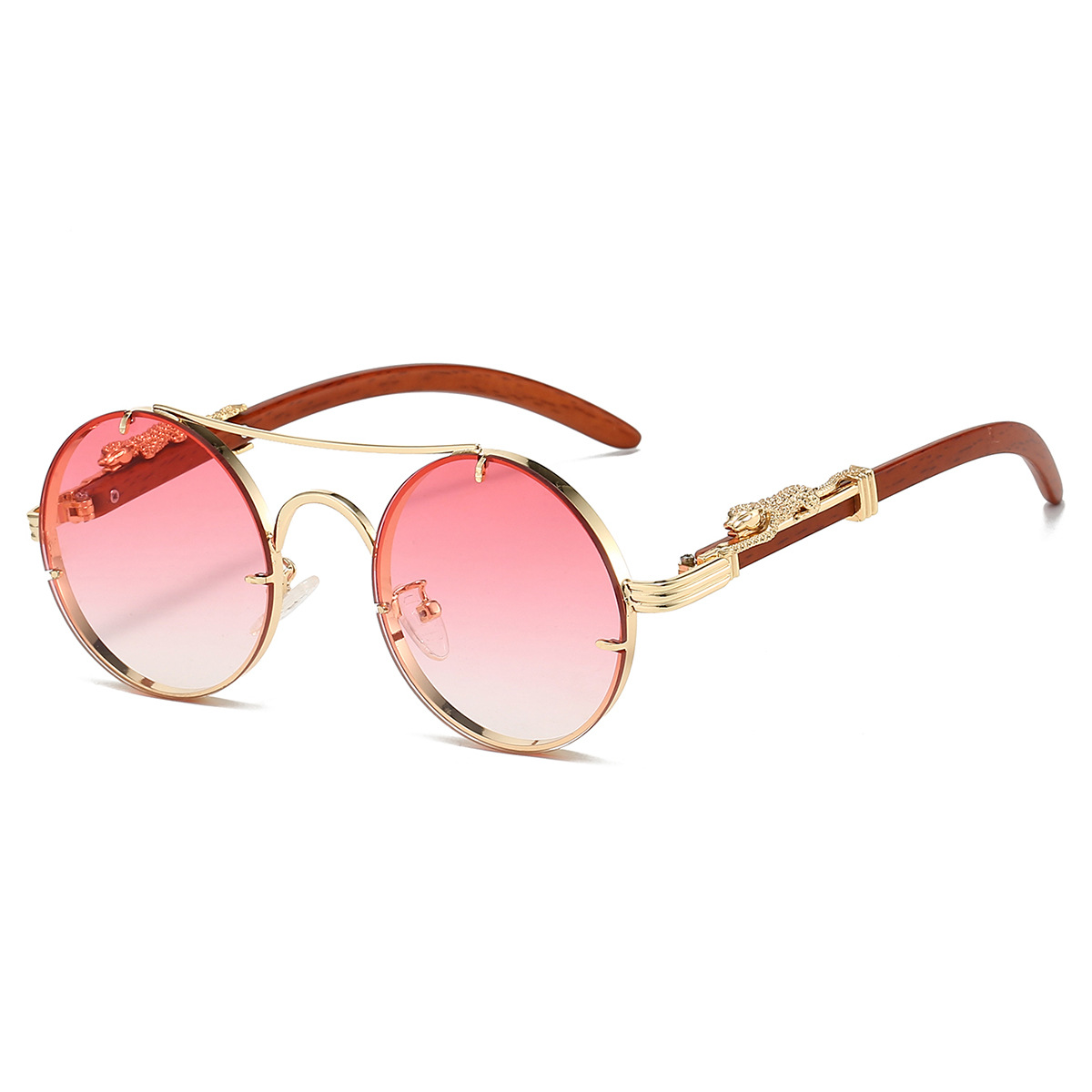 Sunglasses KAMMPT Vintage Round Men Fashion Double Bridge Multicolor Shades Women Retro Trendy Design Sun Glasses
