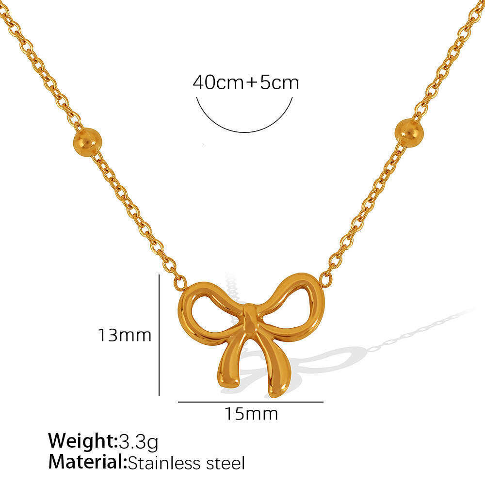 French Fashion Bowknot Titanium Steel Necklace for Women, Niche Design, Simple Versatile Bracelet, Light Luxury High-end Clavicle Chain