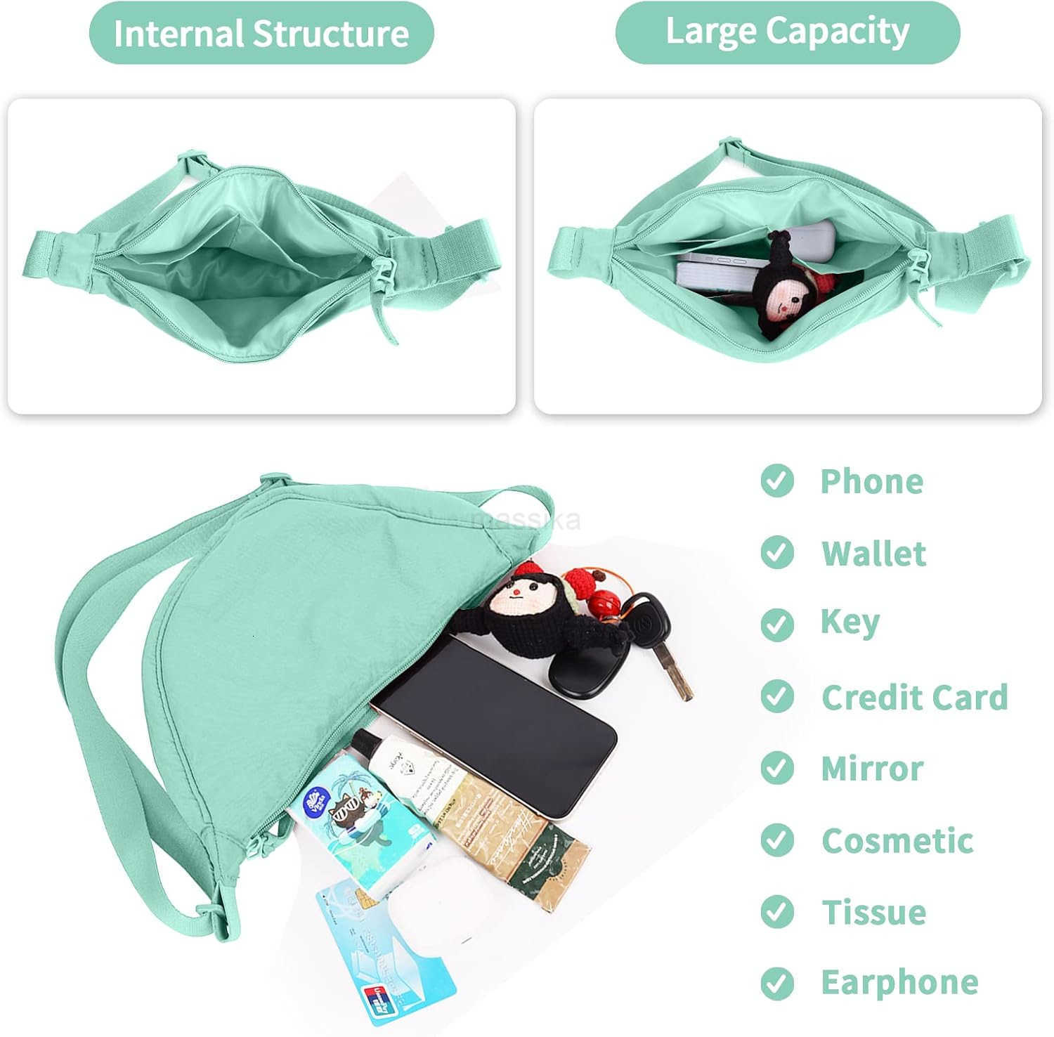 Nylon Crescent Crossbody Bag for Women Purses Trendy MenSmall Travel Sling Bag Hobo M250910