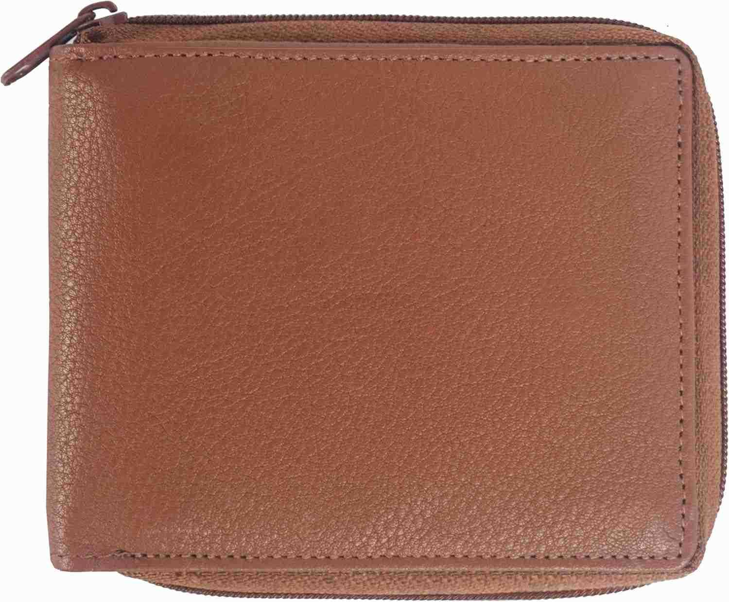Mens Leather Zipper wallet Zip Around Wallet Bifold Multi Card Holder BlackZ250910