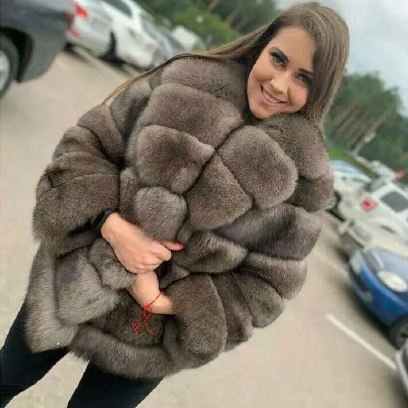 Women's Real Fox Coat Detachable Transform Jacket Removable Vest Thick Warm Solid Fur Fashion