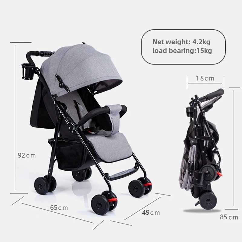 Foldable and Lightweight Baby Stroller for Sitting and Lying Shockabsorbing and Brakeresistant for All Seasons W250910