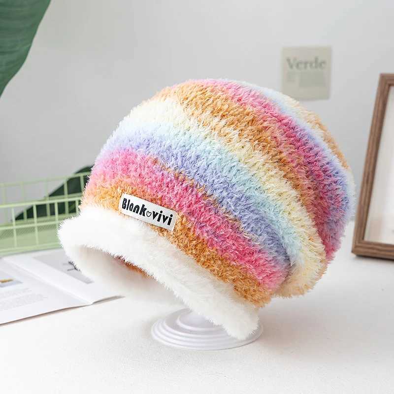 Hot Sa Loose Dandy Hat Lazy Sty Gradient Beanie Hat Fashion Winter Hats For Wen Streetwear Mticolour Warm Hats For Girl G250910