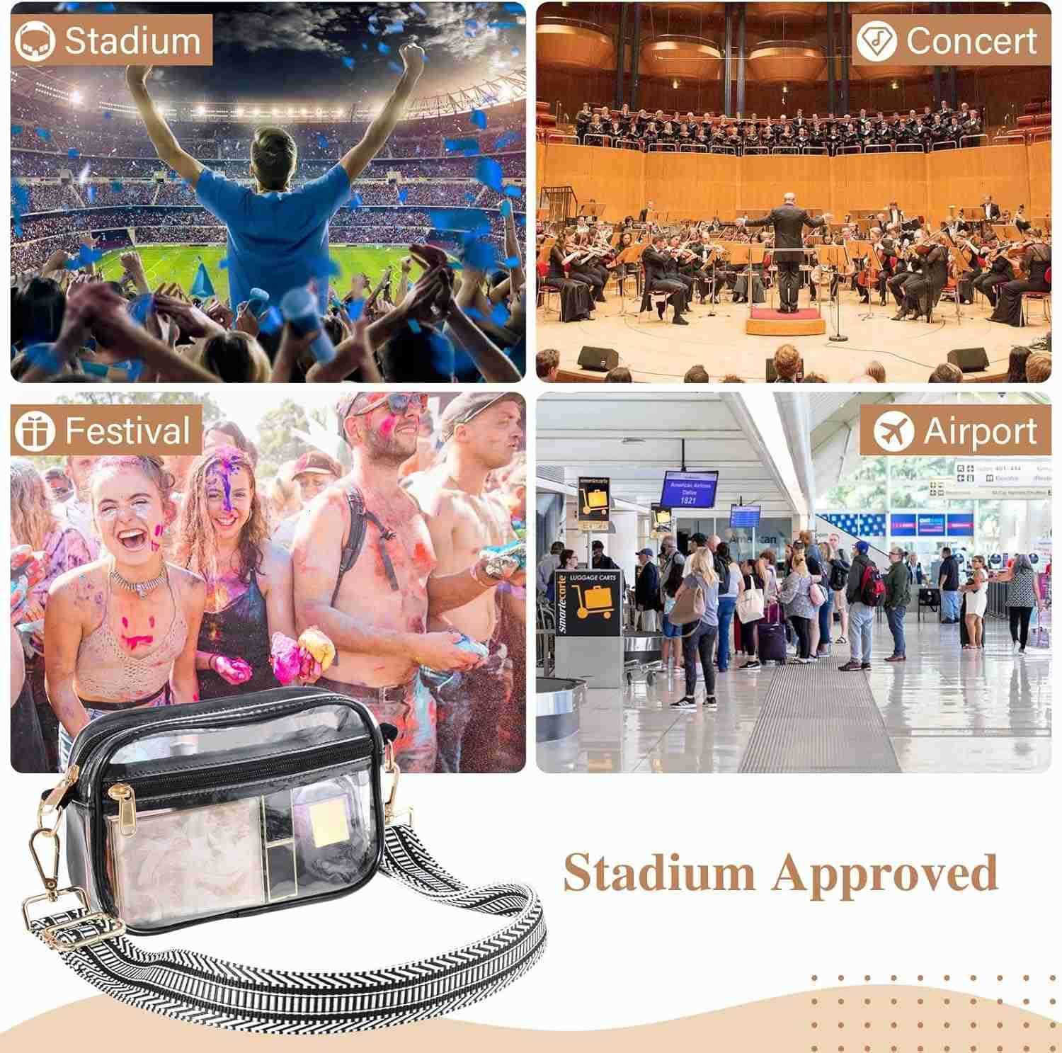 Clear Crossbody Bag Stadium Approved Clear Purses for Women Transparent Handbag for Concerts Sports Events Fans M250910