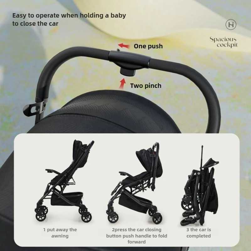 Lightweight Fourwheel Universal Baby Stroller Twoway Sitting and Lying Reversible Shockabsorbing Folding Newborn Babystroller W250910