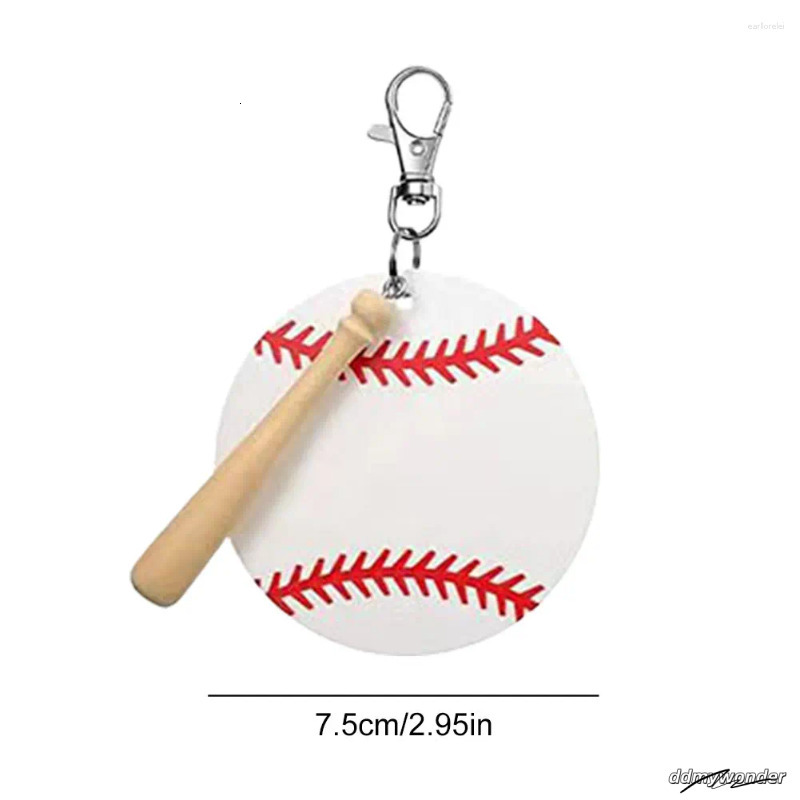 Keychains 12Set Baseball Acrylic Keychain With Mini Bat Keyring Sports DIY For Crafting Party Favors