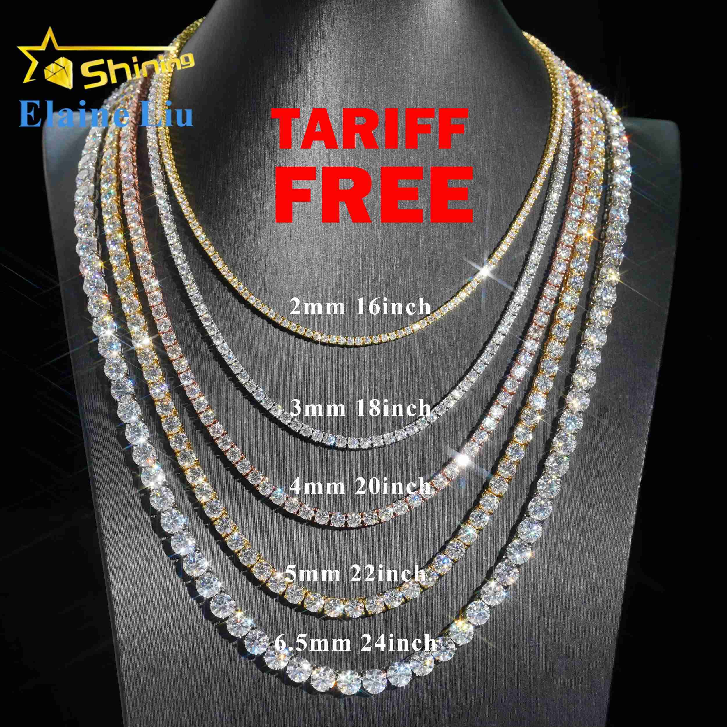 Wholesale Price RTS Tennis Bracelet Necklace Sterling Silver 925 Vvs Moissanite Diamond Hip Hop Jewelry Iced Out Tennis Chain