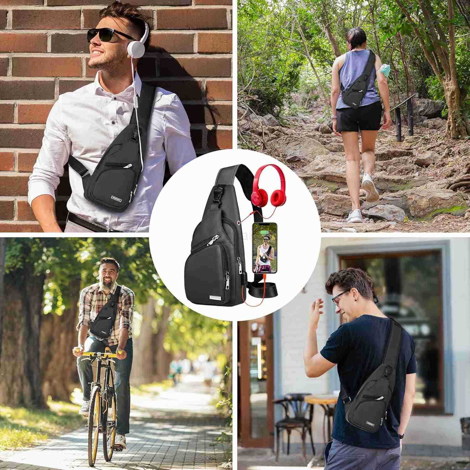 Waterproof Sling Bag Crossbody Backpack for Men Women Sling Backpack Hiking Daypack Multipurpose Cross Body Chest Bag Z250910