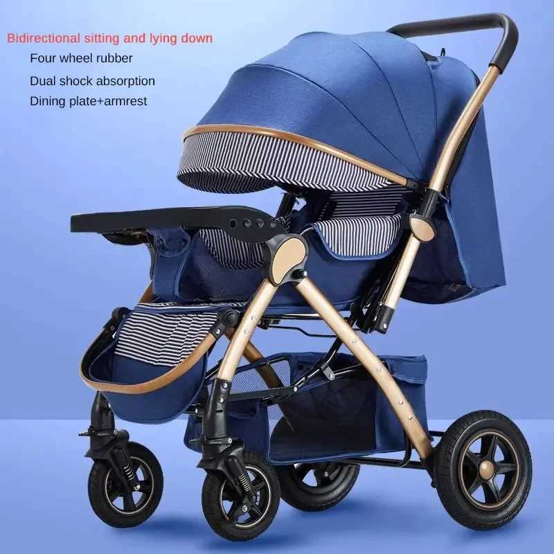 Newborn Baby Stroller TwoWay Implementation OneKey Folding Can Sit and Lie Waterproof Fabric Rubber Shock Universal Wheels W250910