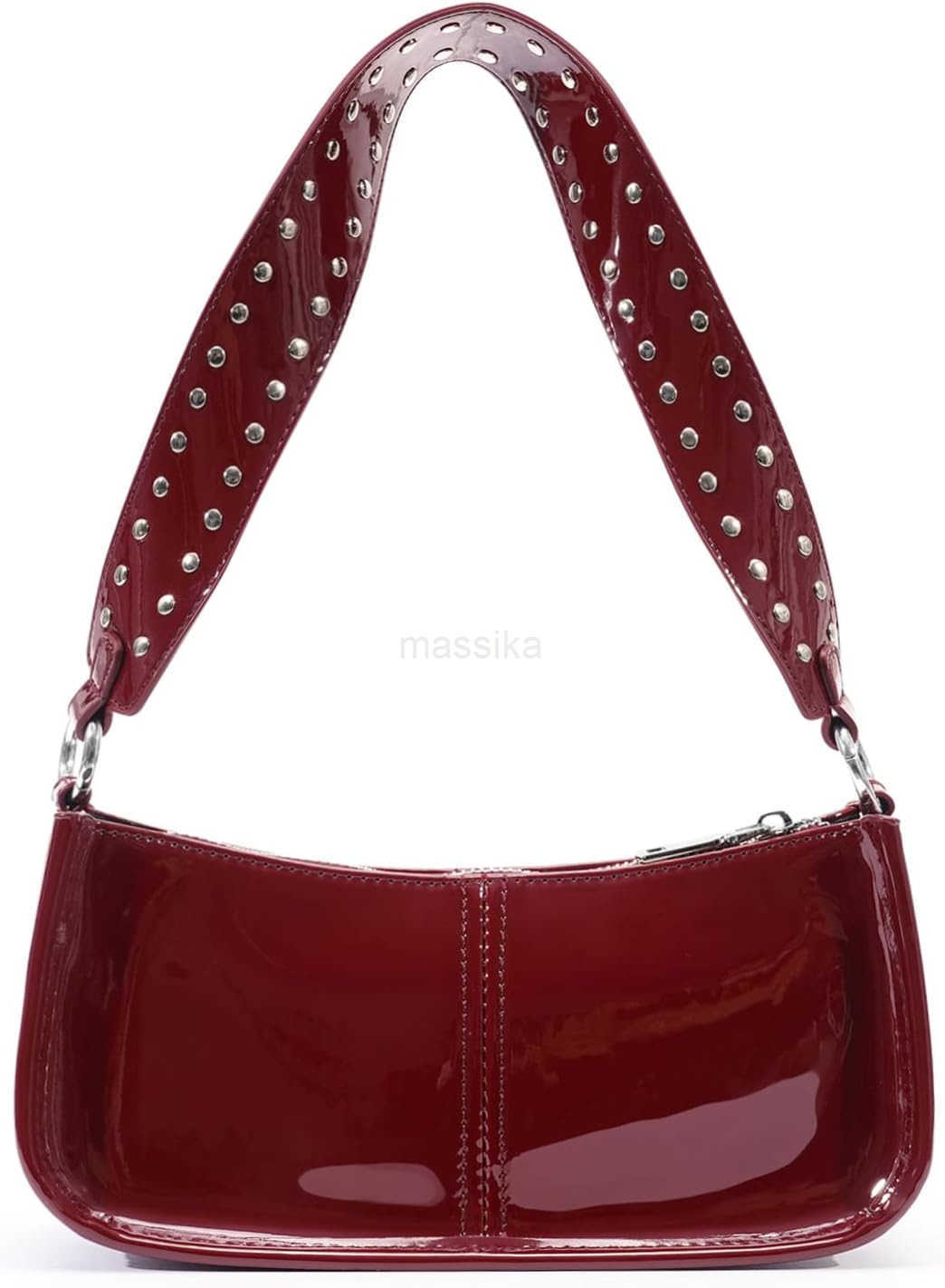 Shoulder Bags for Women Patent Leather Handbags Red Purse Vintage Y2k Studded Shoulder Crossbody Bag Small Hobo Bag M250910