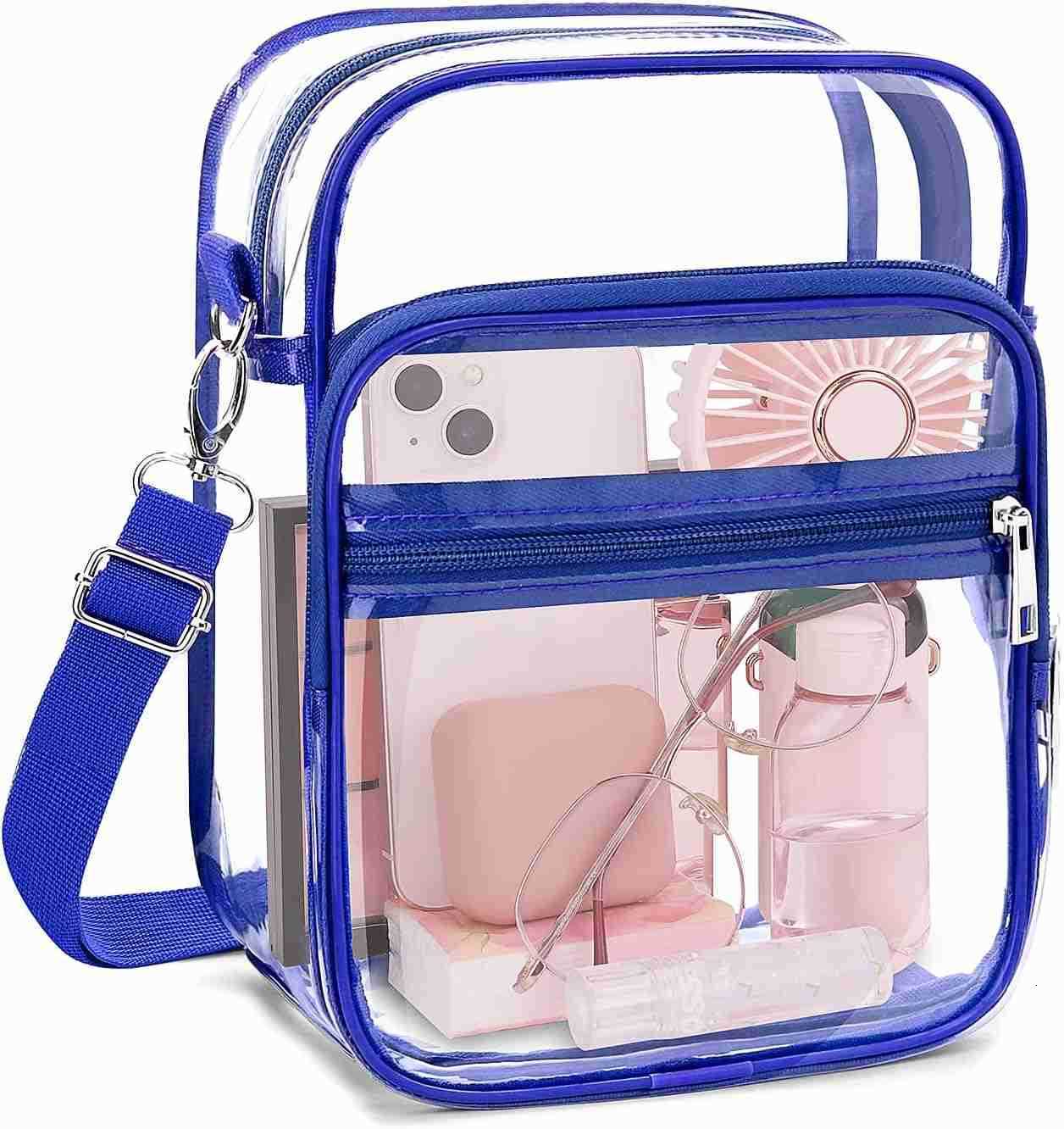 Clear Crossbody Bag with Adjustable Shoulder Strap Stadium Approved PVC Purse Bag Messenger Bag M250910