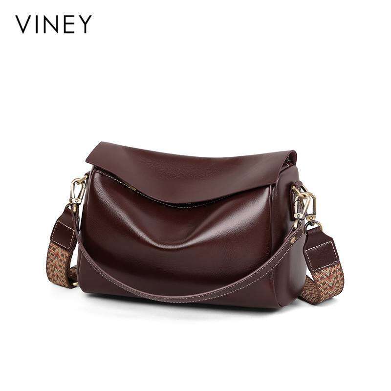 VINEY Ladies 2025 New Messenger Women's Large Capacity High-Grade Genuine Leather Shoulder Pillow Bag