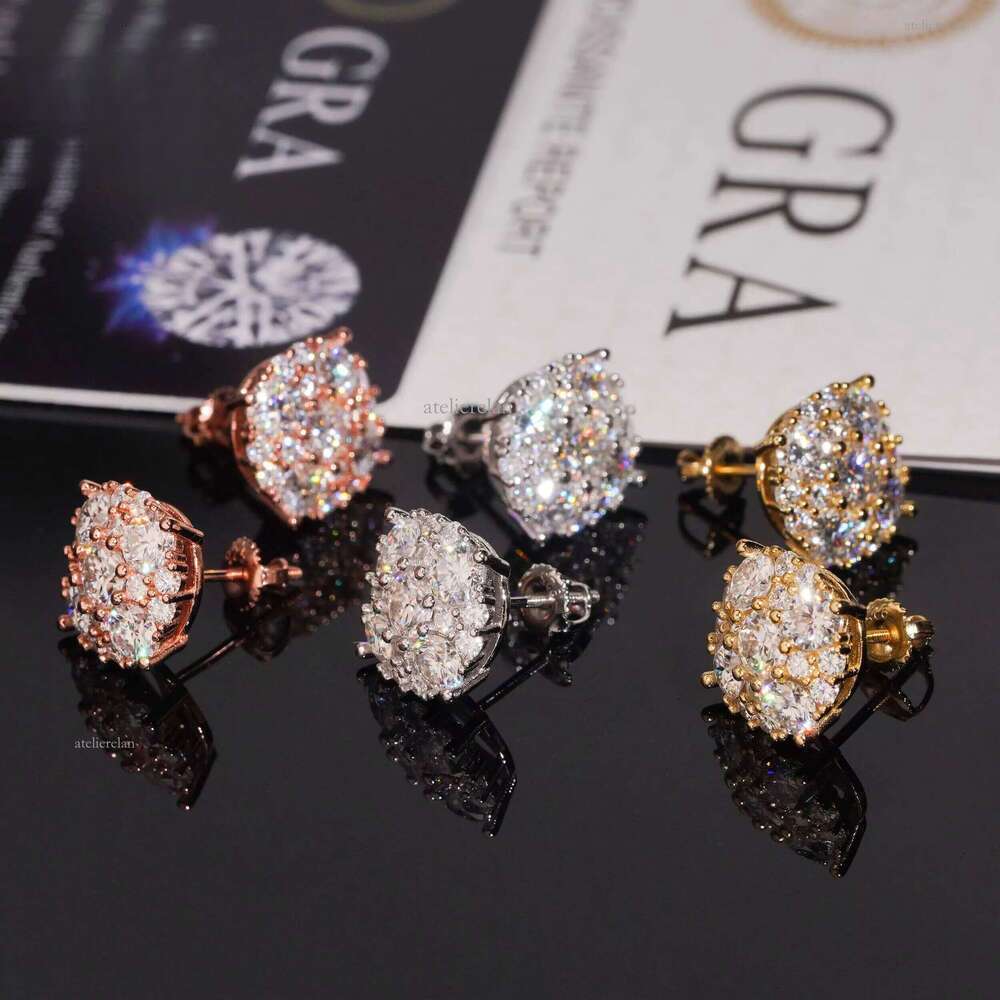 12mm GRA Certificate Iced Out Fashion Earring Hip Hop Jewelry Sier Round VVS Moissanite Dia Stud Earrings Free of charge delivery