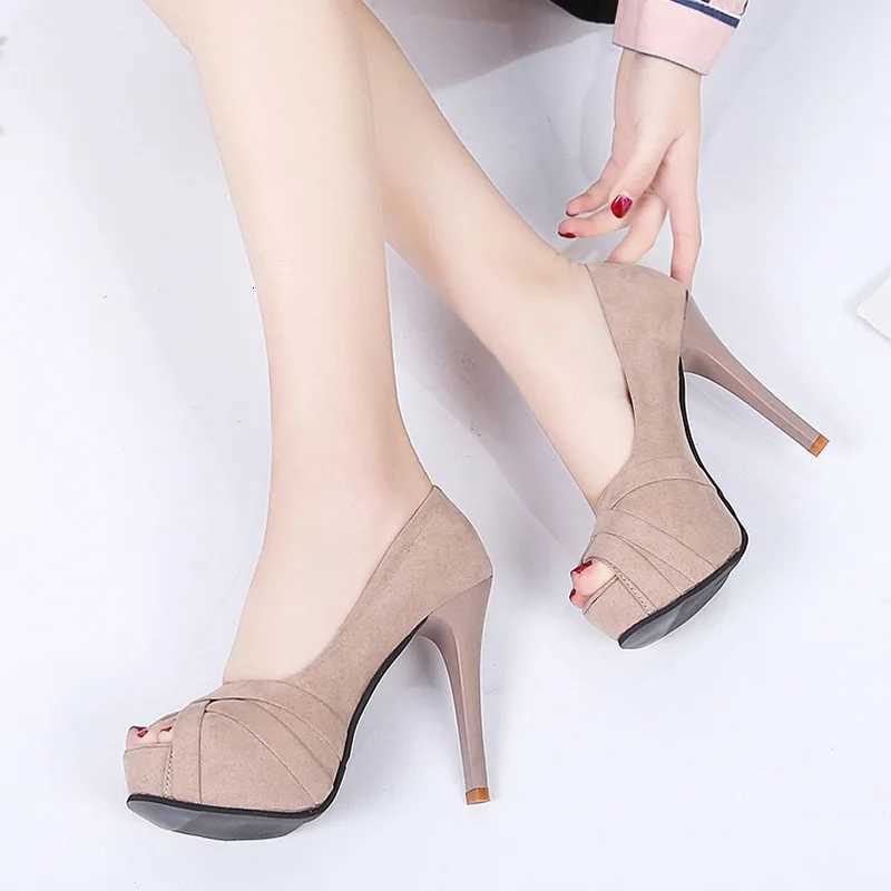Trendy Slim Heeled Fish Mouth Womens Shoes 2024 New Design Sense Versatile Waterproof Platform Super High Heels Single Shoe W250910