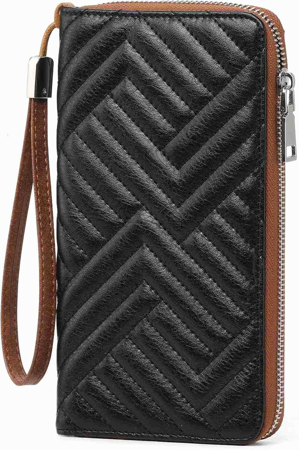Womens Wallet RFID Blocking Leather Large Capacity Long Purse Card Clutch WristletZ250910