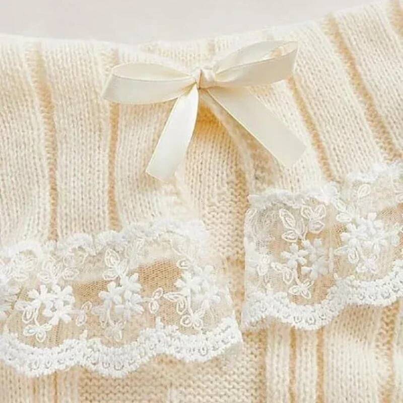 Women Off Shoulder Knit Sweater Pink Pullover Sweet Pullovers Long Sleeve Bow Lace Patchwork Jumpers Y2k Streetwear dongdumaoyi
