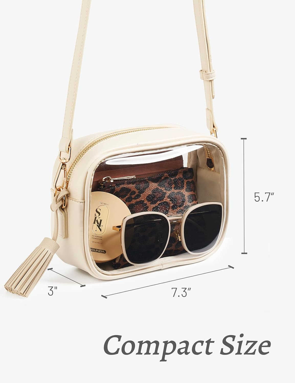 Clear Bag Stadium Approved PVC Transparent Crossbody Purse Small Clear Crossbody Bag with Adjustable Shoulder Strap M250910