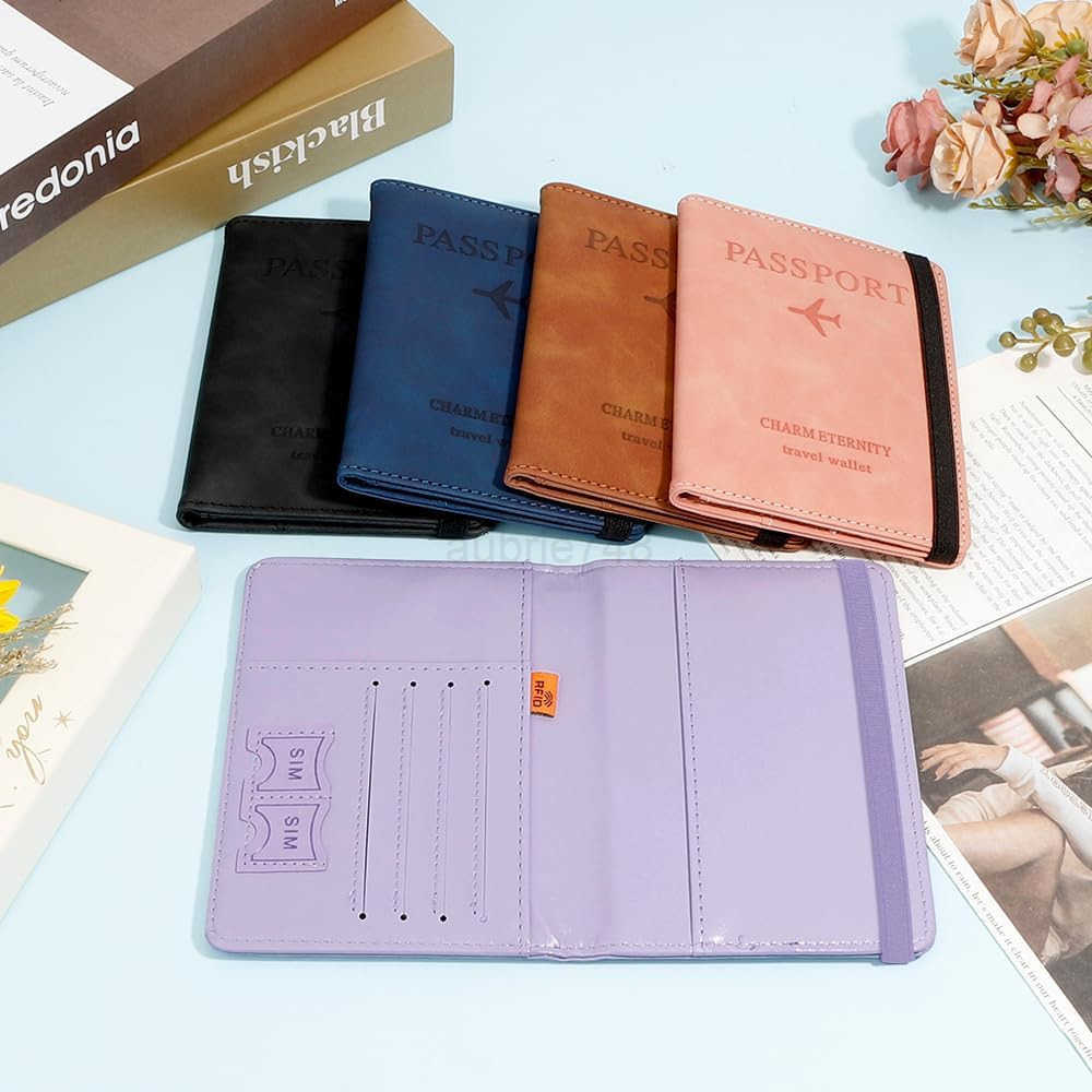 Passport Holder for Travel 2 Pack Passport Wallet PU Leather Passport Cover Case RFID Blocking Passport Book with Card Holder Travel Must Haves Travel