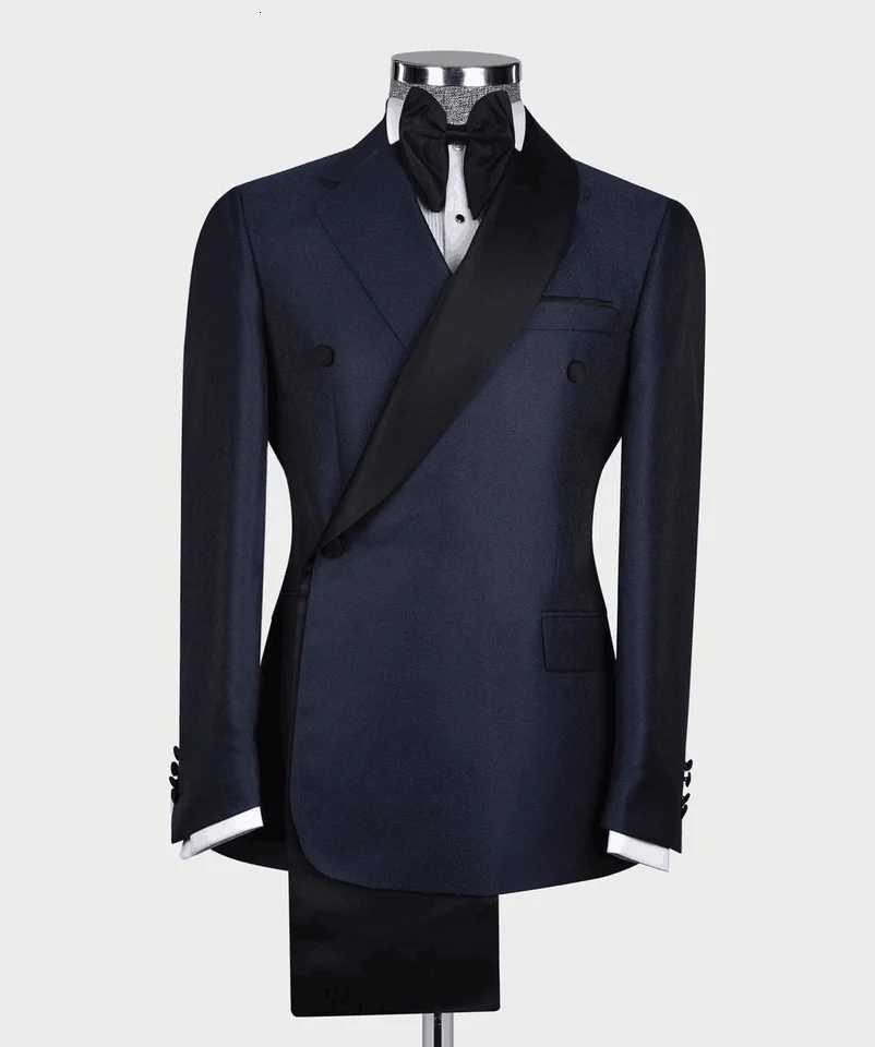 Beige Fashion Style 2 Piece Men Wedding Suits Slim Fit Double Breasted Blazer Business Groom Tuxedos Party Prom Costume Homme W250910
