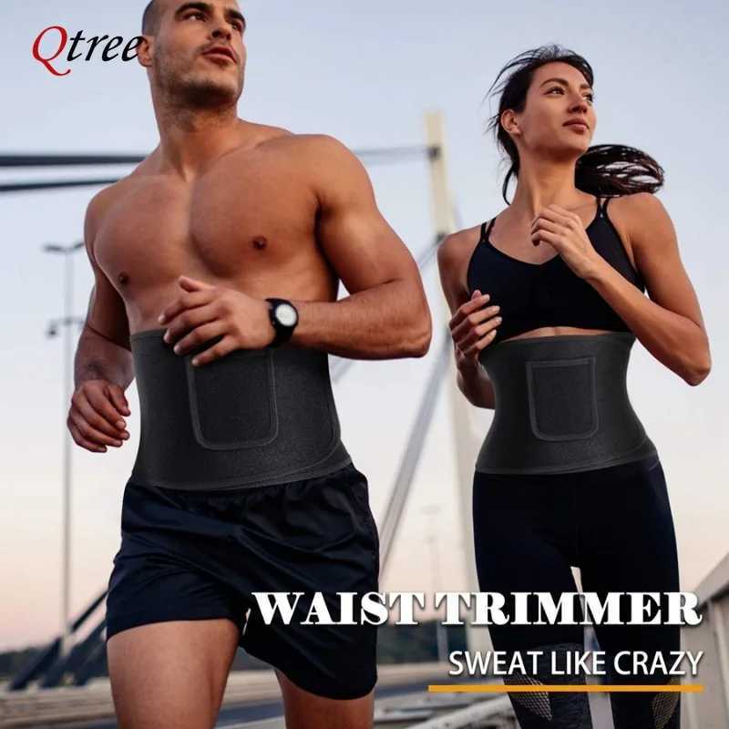 Qtree Men Sauna Sweat Belt Body Shaper Waist Slimming Bandage Wrap with Pocket Abdomen Belly Tummy Control Shapewear W250910