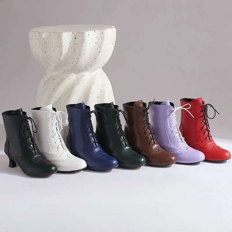 Victorian Boots For Women Vintage Granny Boots Cosplay Costume Shoes Renaissance Ankle Boots High Heel Lace Up Booties With Zip 250910