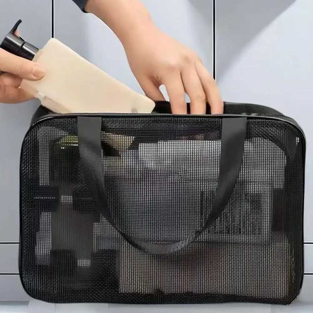 Mesh Shower Storage cosmetic bag Portable Large Capacity Tote Bag men Fitness bath storage bag Toiletry OrganizerXJ250910