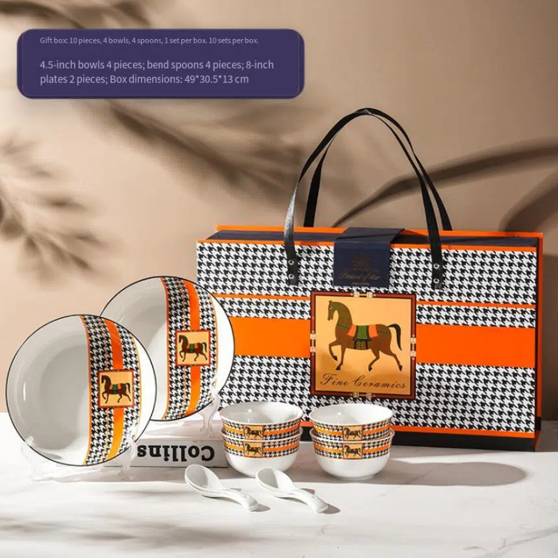 Ceramic Tableware Bowl and Chopsticks Set Gift Box Wedding Highend Light Style Personal Souvenir 250711